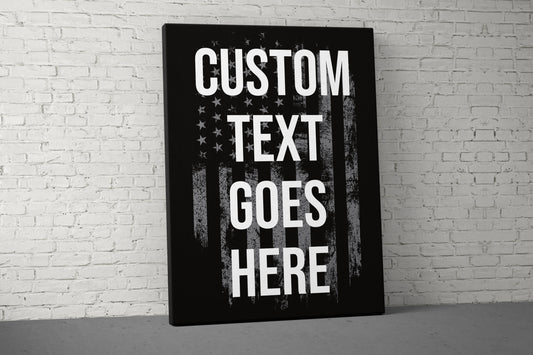 Custom Text Canvas - Home Gym Decor - Large Quote Wall Art - Motivational Fitness Weightlifting - USA Gray