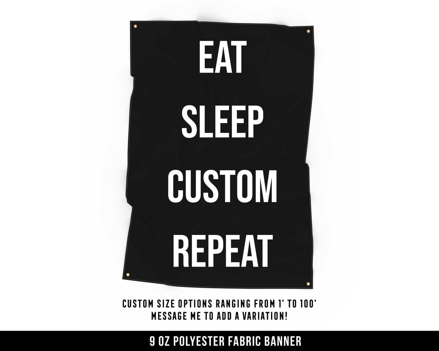 Eat Sleep Custom Fabric Banner - Home Gym Decor - Large Motivational Quote Wall Art - Personalize Garage Basement