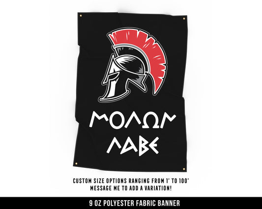 Spartan Molon Labe Cloth Banner - Home Gym Decor - Large Quotes Wall Art - Garage Basement - Motivational