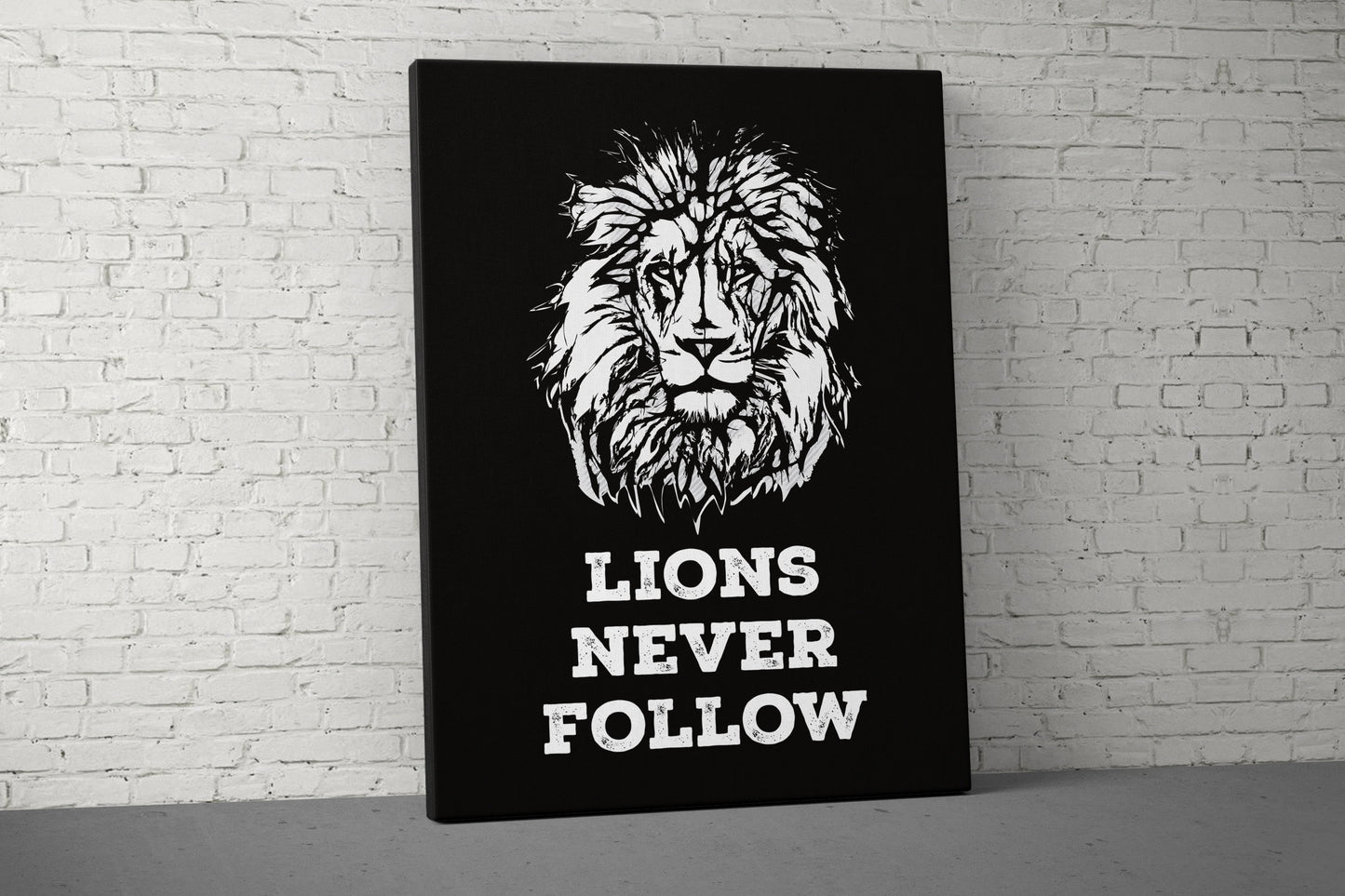 Lions Never Follow Canvas - Home Gym Decor - Large Quote Wall Art - Weightlifting Fitness - Sports Inspiration Motivational