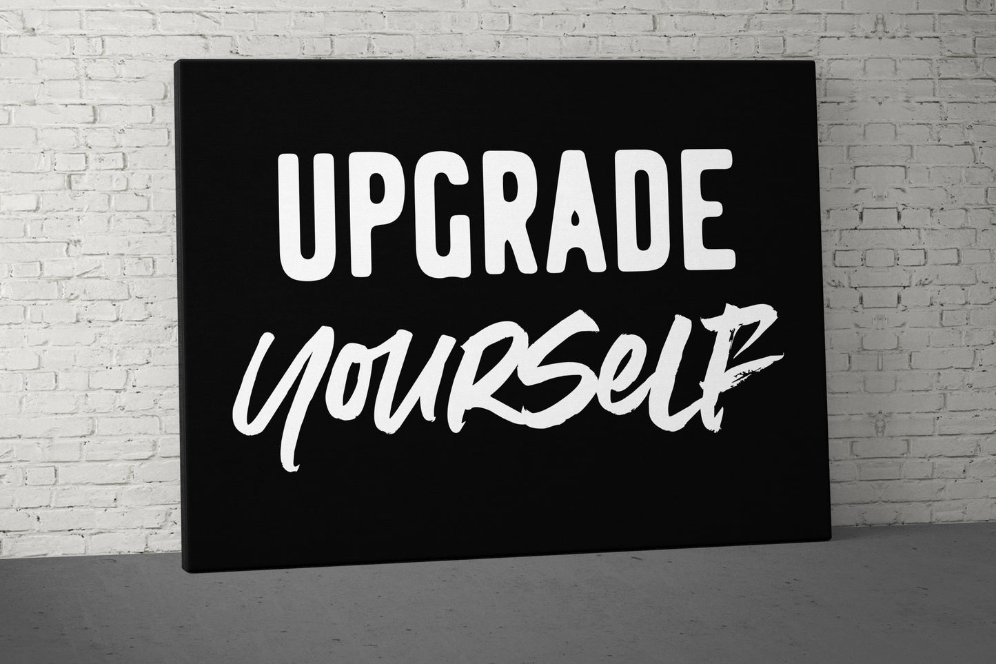 Upgrade Yourself Canvas - Home Gym Decor - Large Quote Wall Art - Weightlifting Fitness - Sports Inspiration Motivational