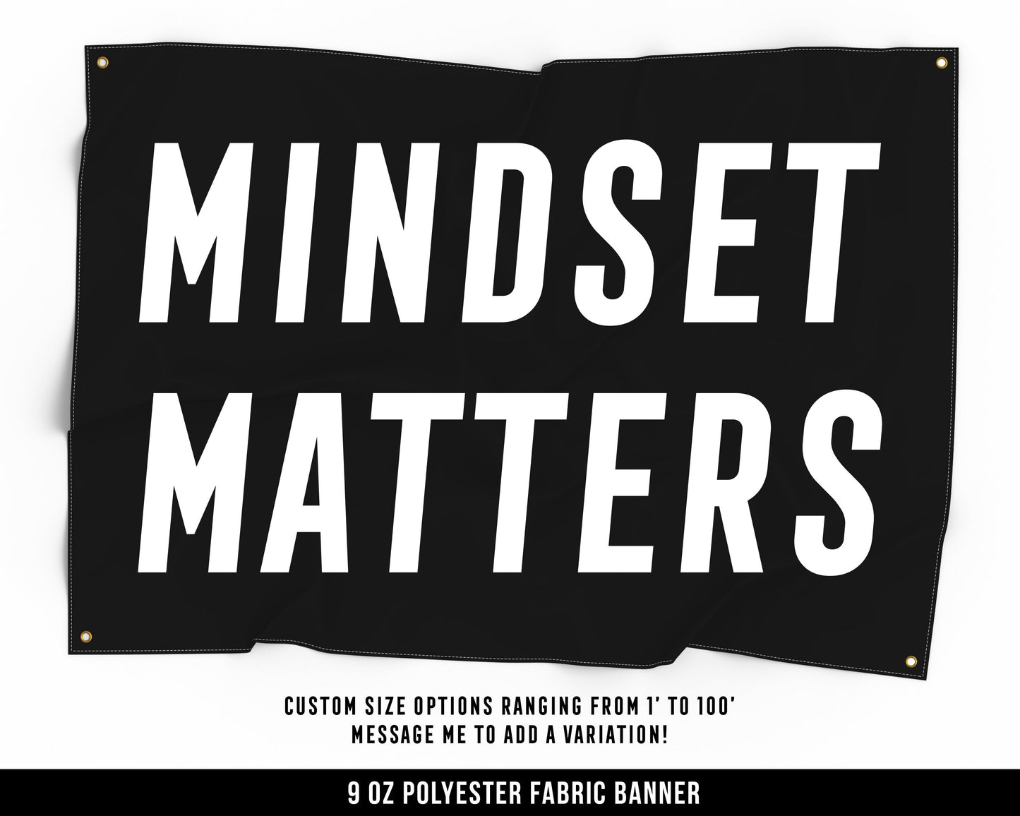 Mindset Matters Cloth Banner - Home Gym Decor - Large Wall Art Quote - Motivational Fitness Sign Flag