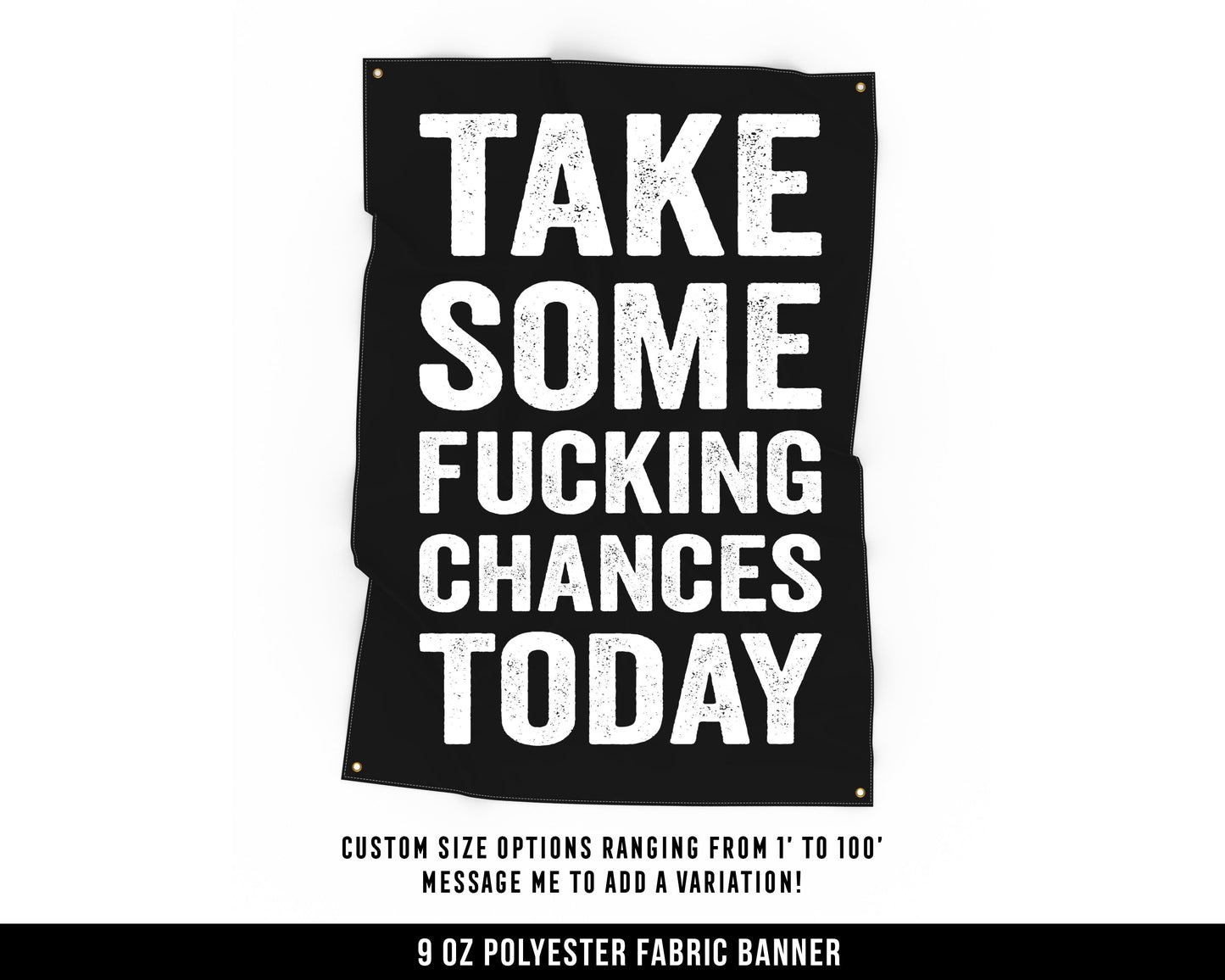 Take Some Chances Cloth Banner - Home Gym Decor - Large Wall Art Quote - Motivational Fitness Sign Flag