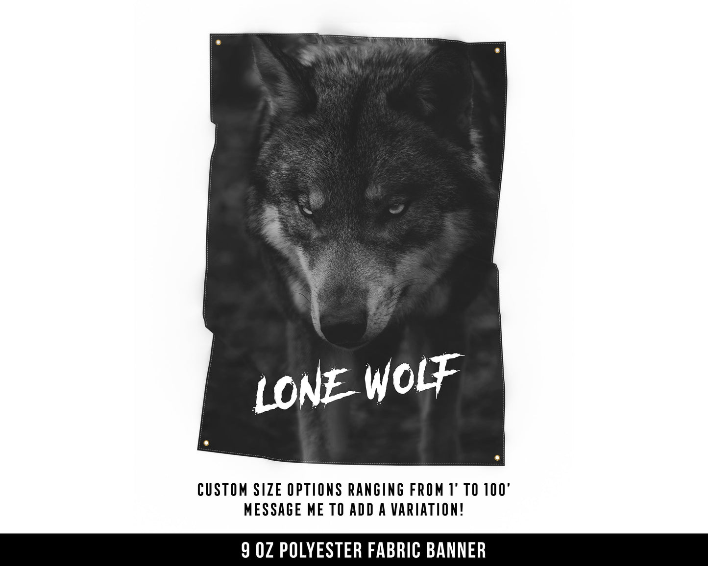 Lone Wolf Cloth Banner - Home Gym Decor - Large Wall Art Quote - Weightlifting Workout