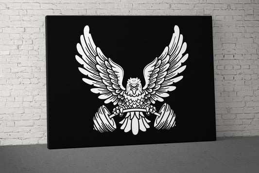 Eagle Weights Canvas - Home Gym Decor - Large Quote Wall Art - Weightlifting Fitness - Motivation Sign