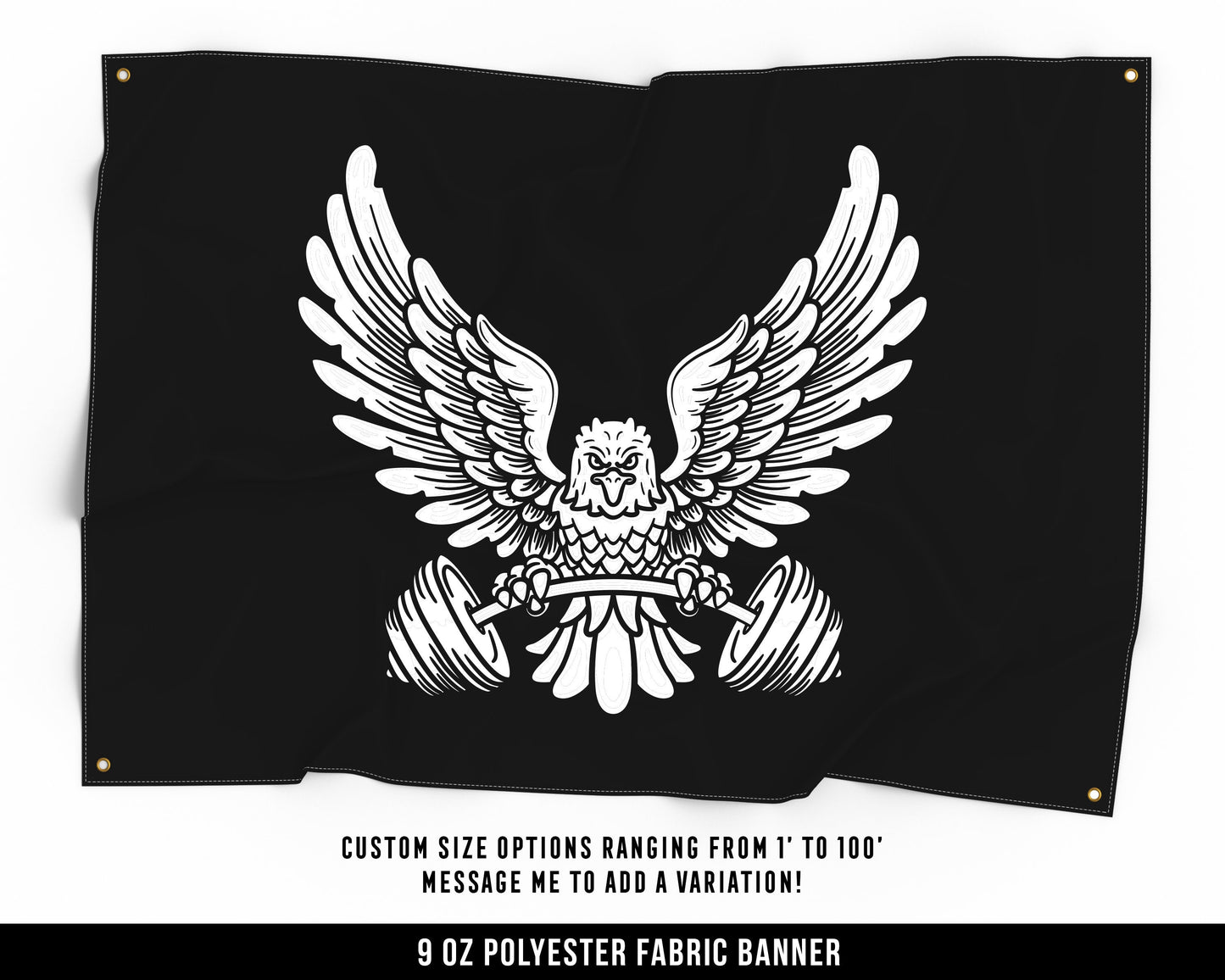 Eagle Weights Cloth Banner - Home Gym Decor - Large Wall Art Quote - Motivational Fitness Sign Flag