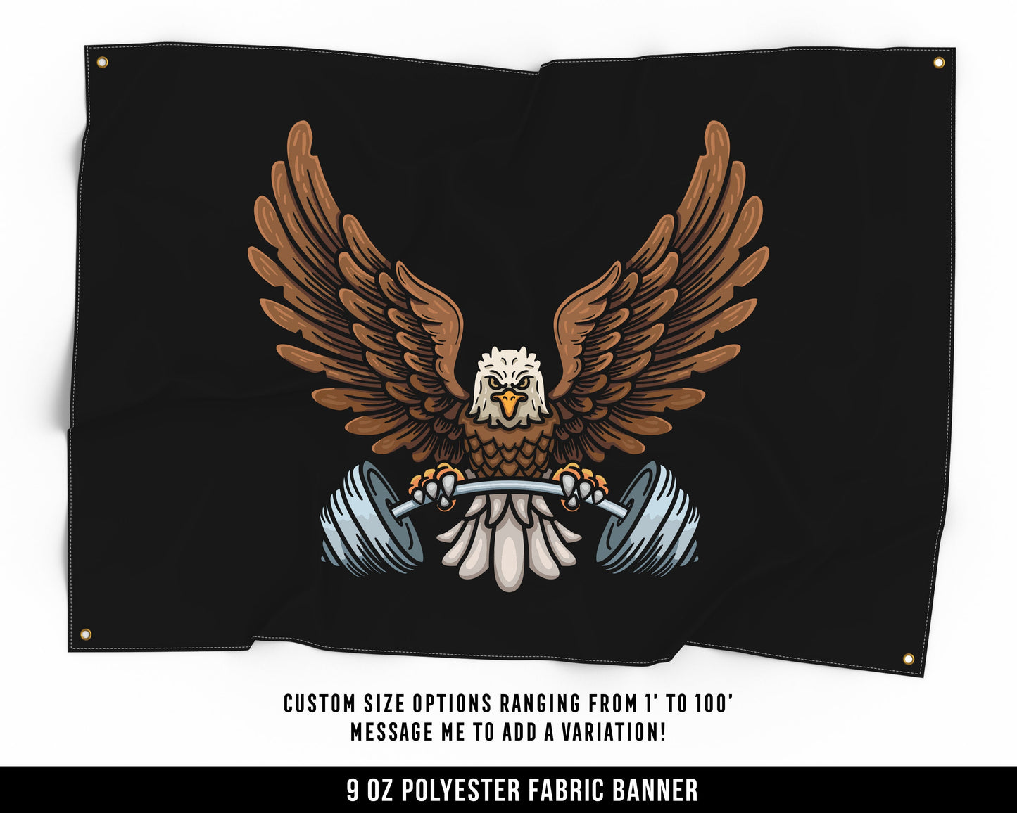 Eagle Weights Cloth Banner - Home Gym Decor - Large Wall Art Quote - Motivational Sign Flag