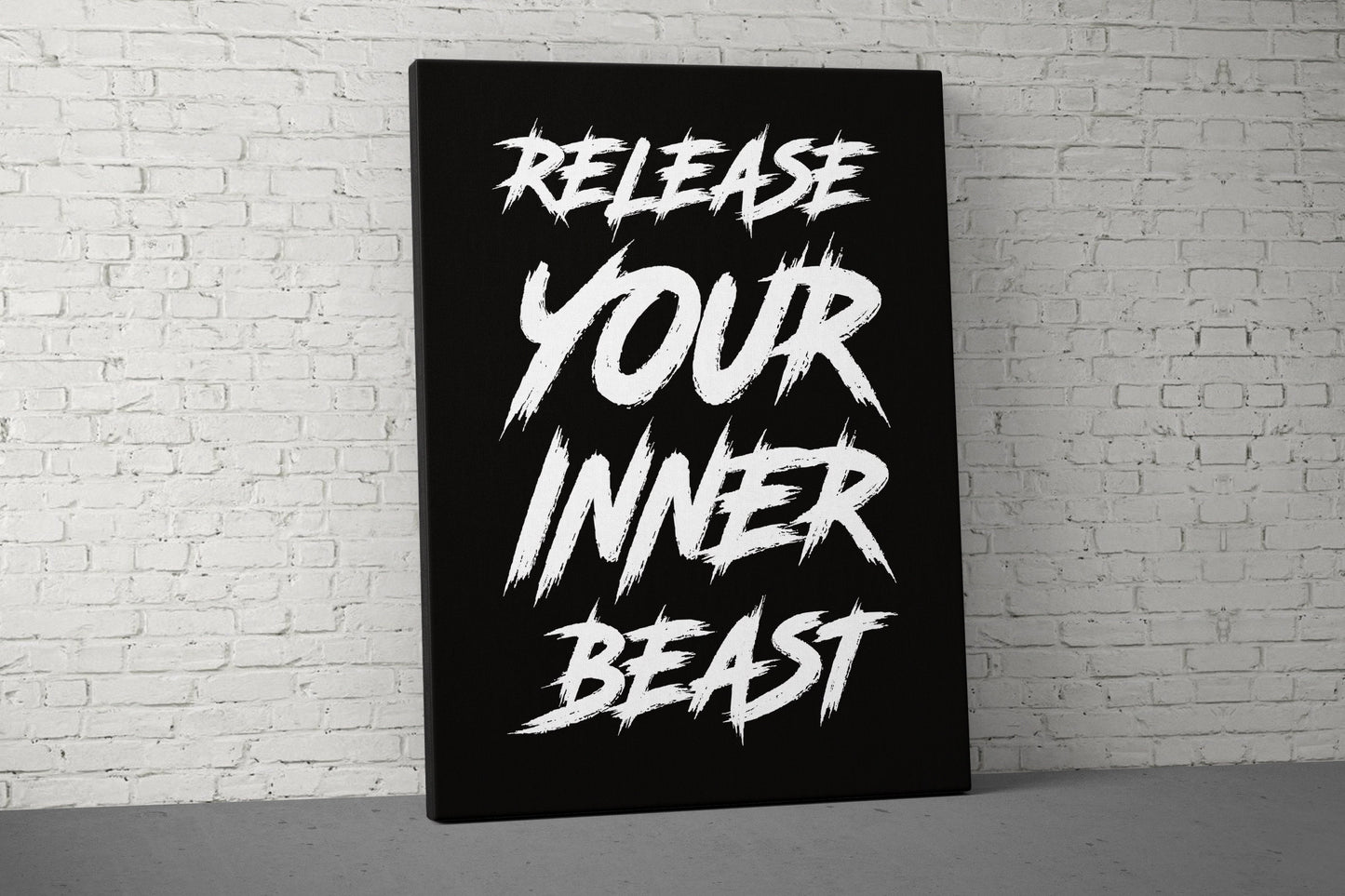 Release Your Inner Beast Canvas - Home Gym Decor - Large Quote Wall Art - Weightlifting Fitness Sign