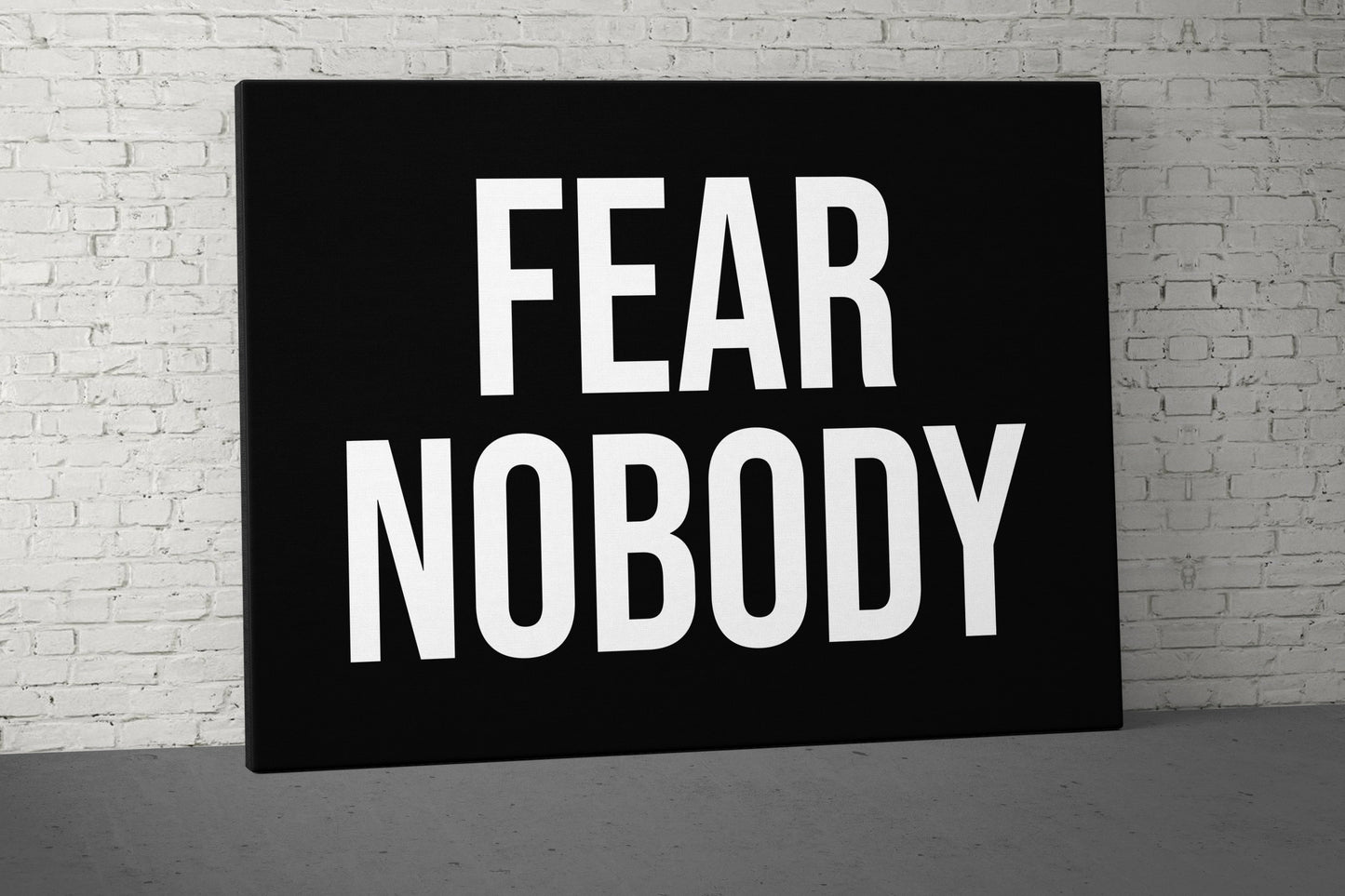 Fear Nobody Canvas - Home Gym Decor - Large Quote Wall Art - Weightlifting Fitness Sign