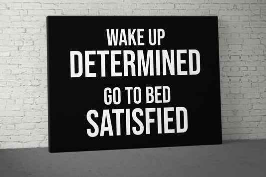 Wake Up Determined Canvas - Home Gym Decor - Office Wall Art - Inspirational Weightlifting Quotes Large - Motivational