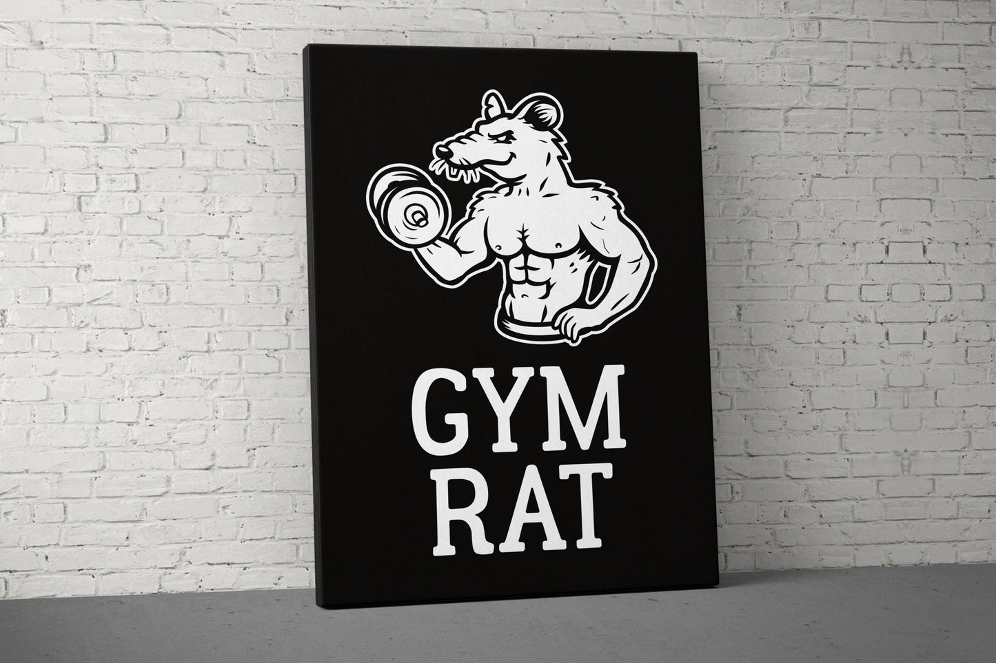 Gym Rat Canvas - Home Gym Decor - Large Quote Wall Art - Weightlifting Fitness - Sports Inspiration Motivational