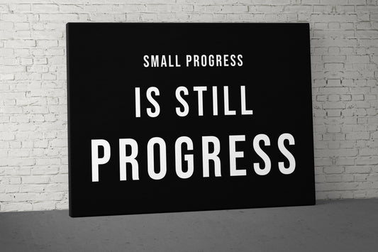 Small Progress Canvas - Home Gym Decor - Large Quote Wall Art - Weightlifting Fitness - Sports Inspiration Motivational