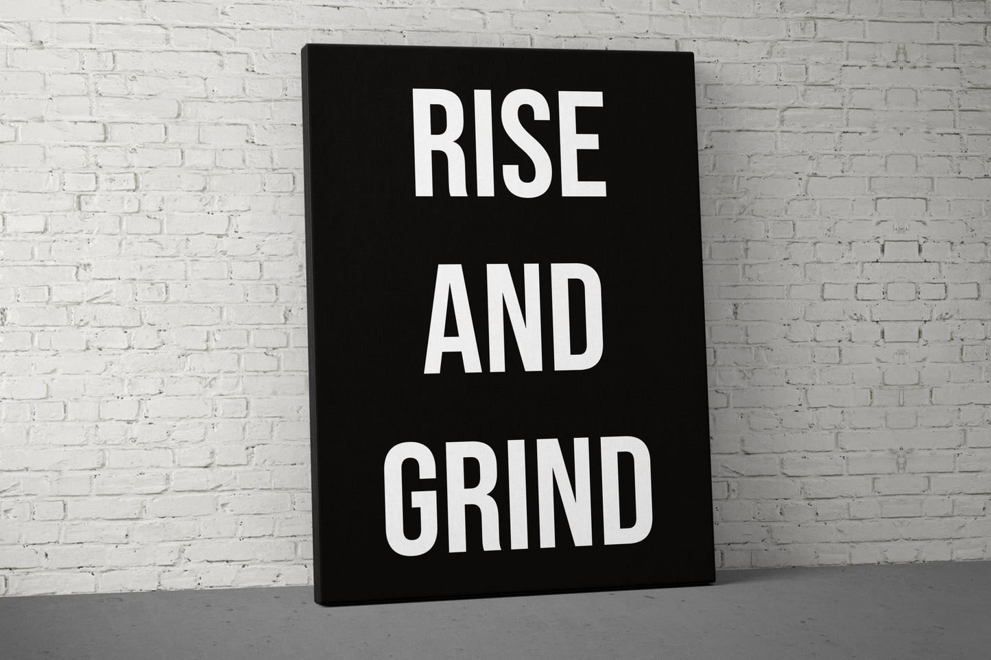 Rise And Grind Canvas - Weightlifting Fitness - Large Quote Wall Art - Home Gym Decor - Sports Inspiration Motivational