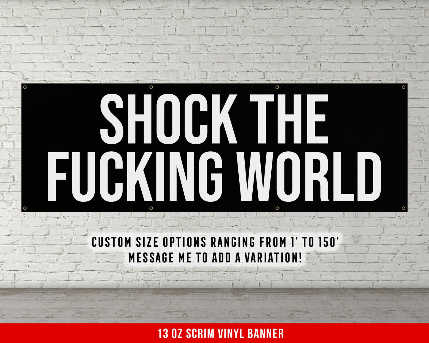 Shock The World Banner - Weightlifting - Large Quote Wall Art - Motivational Home Gym Decor - Inspirational