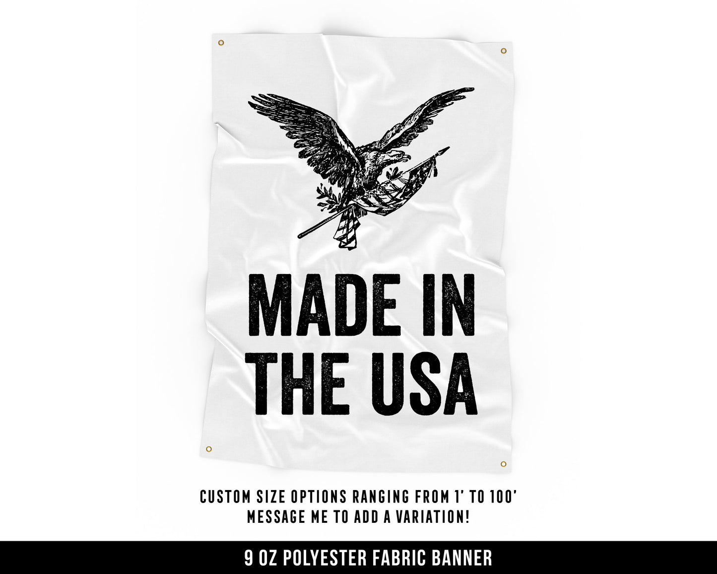 USA Made Cloth Banner - Home Gym Decor - Large Wall Art Quote - Weightlifting Workout - Eagle