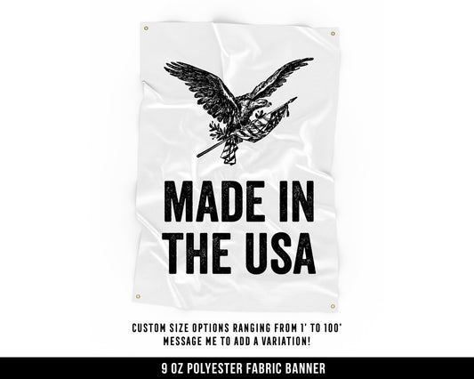 USA Made Cloth Banner - Home Gym Decor - Large Wall Art Quote - Weightlifting Workout - Eagle