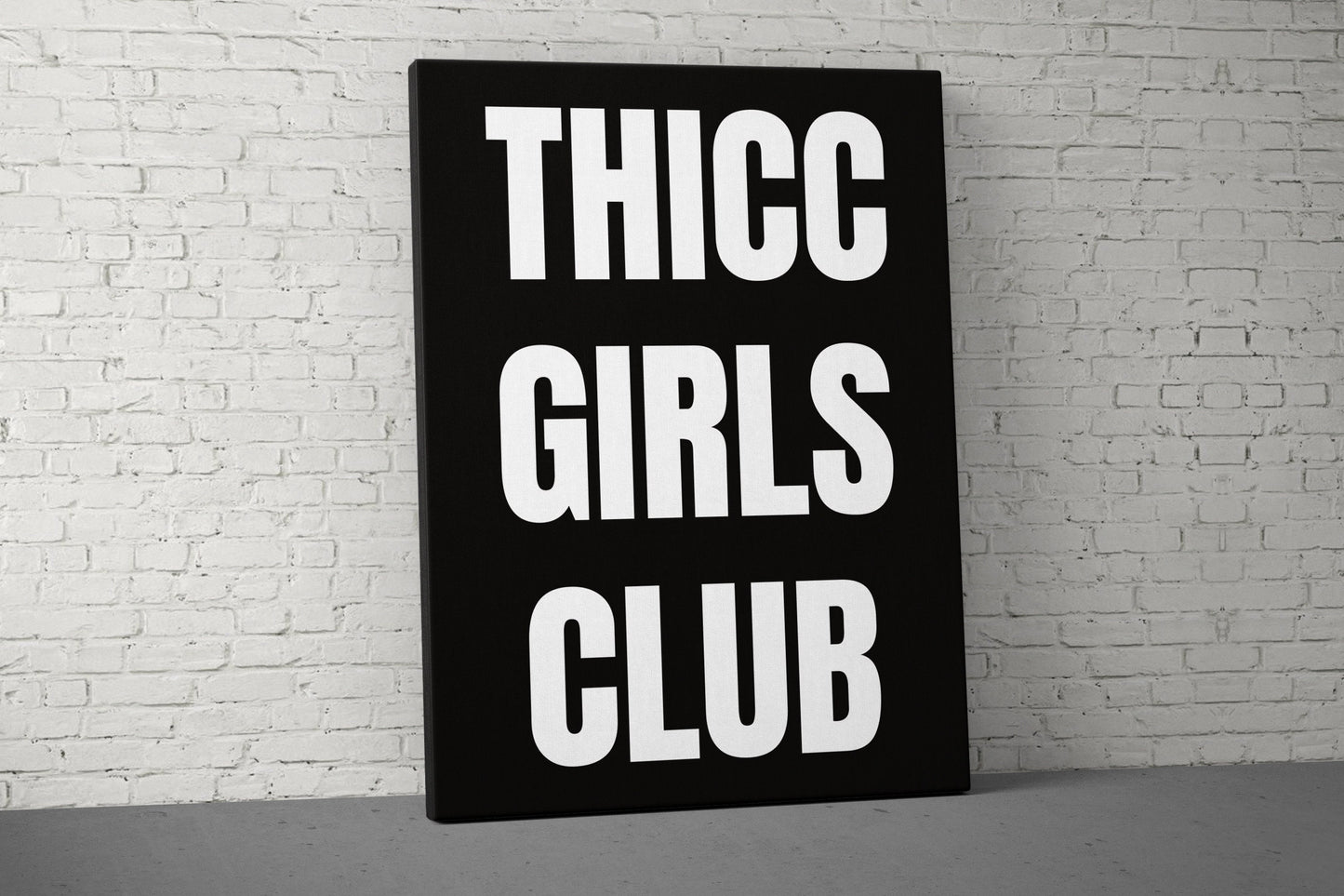 Thicc Girls Club Canvas - Home Gym Decor - Large Quote Wall Art - Weightlifting Fitness - Funny Motivational Sign