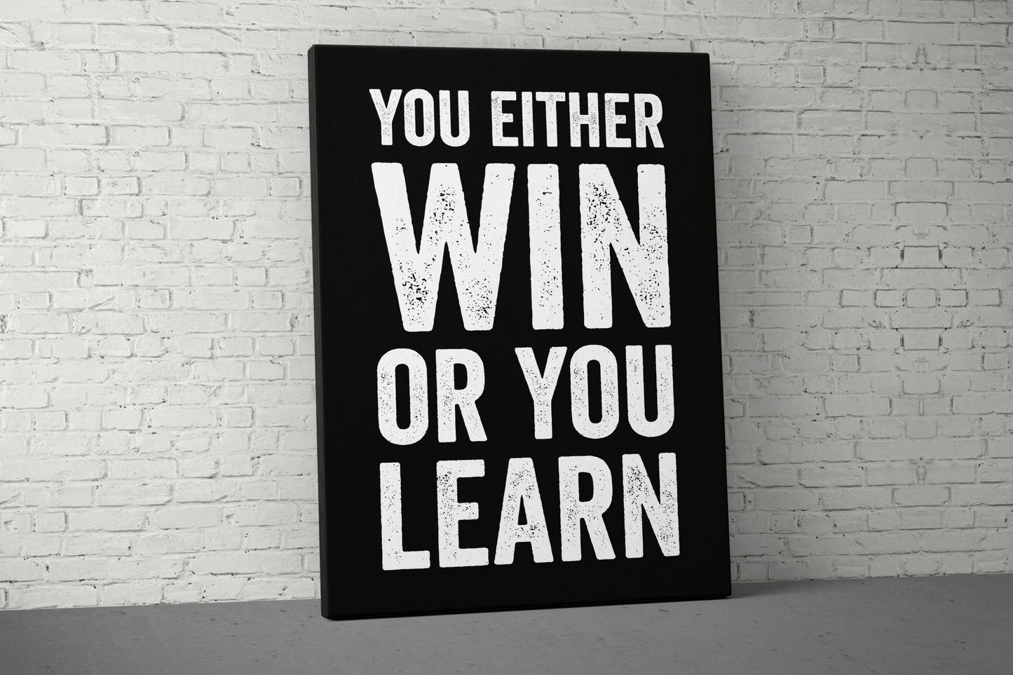 You Either Win Canvas - Home Gym Decor - Large Quote Wall Art - Weightlifting Fitness - Sports Inspiration