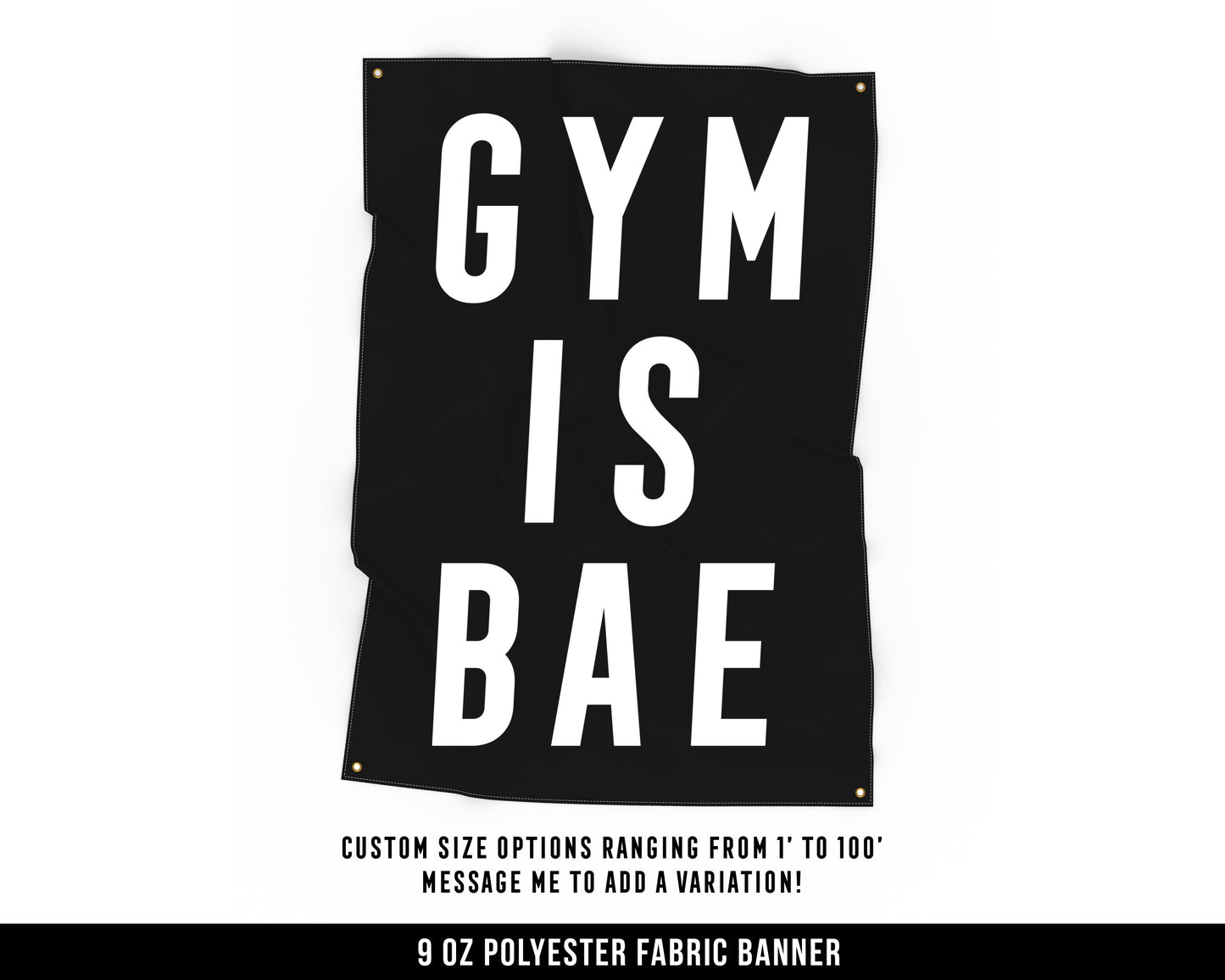 Gym Is Bae Cloth Banner - Home Gym Decor - Large Wall Art Quote - Motivational Sign Flag