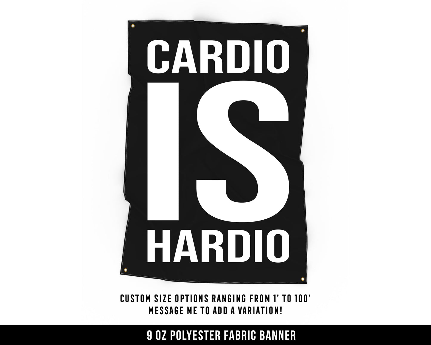 Cardio Hardio Cloth Banner - Home Gym Decor - Large Wall Art Quote - Motivational Sign Flag