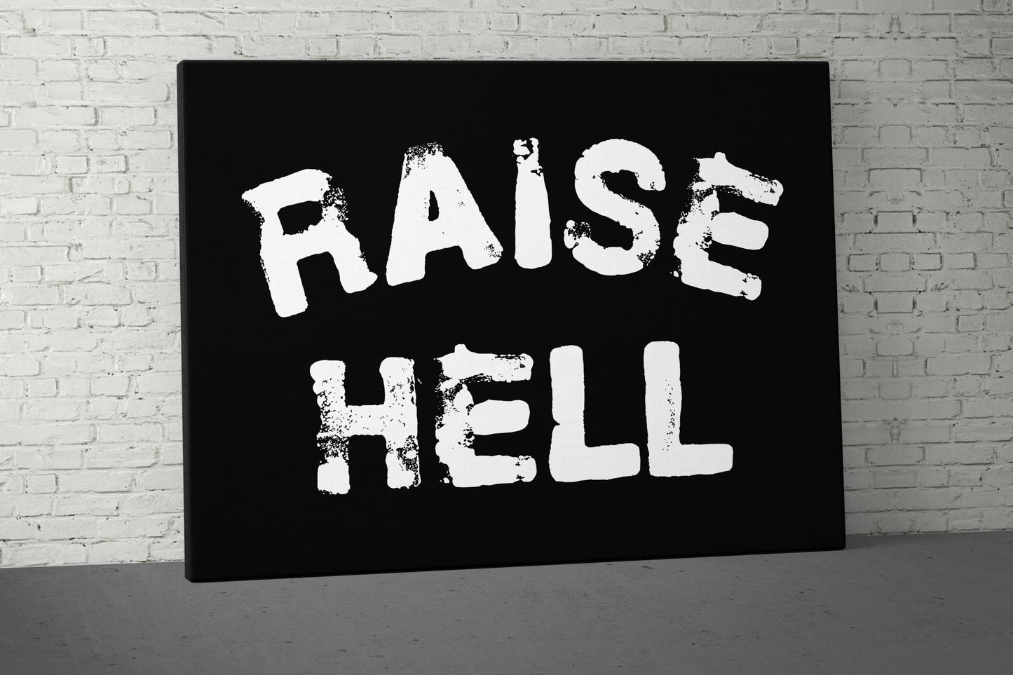 Raise Hell Canvas - Home Gym Decor - Office Large Motivational Quote Wall Art - Weightlifting