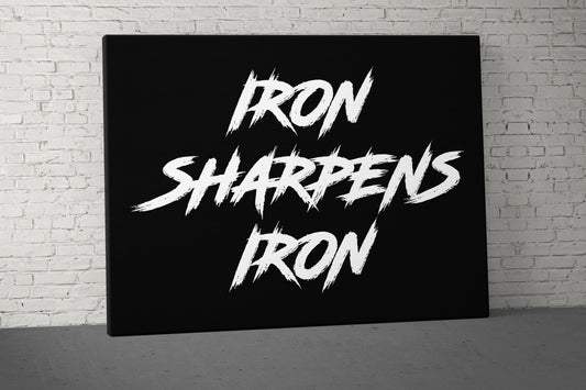 Iron Sharpens Iron Canvas - Home Gym Decor - Office Wall Art - Inspirational Weightlifting Quotes Large - Motivational