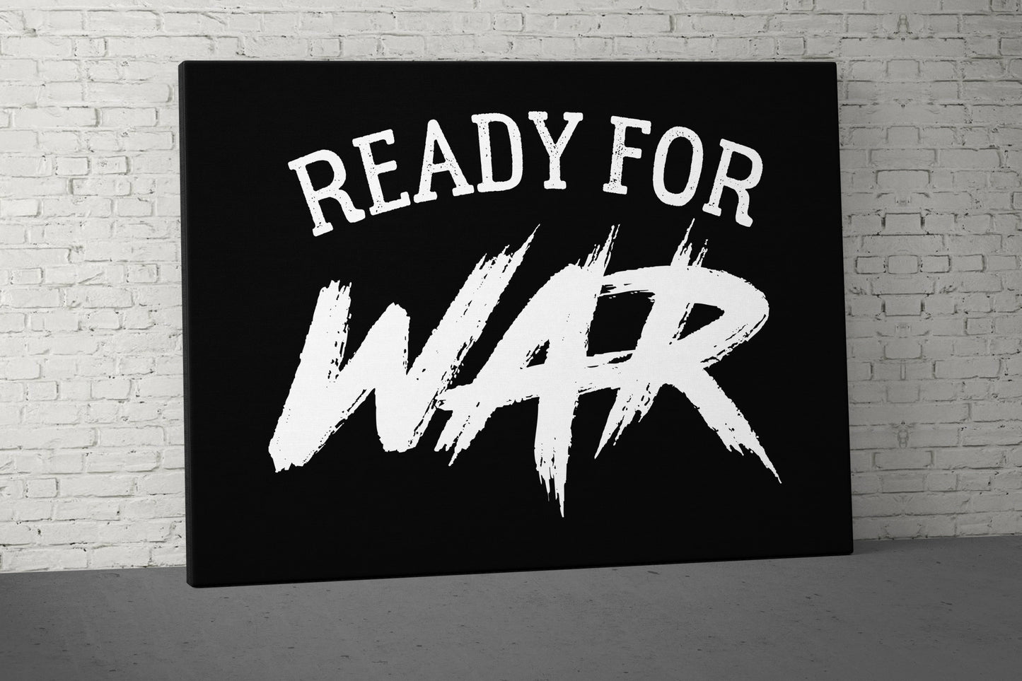 Ready For War Canvas - Home Gym Decor - Office Wall Art - Inspirational Weightlifting Quotes Large - Motivational V3