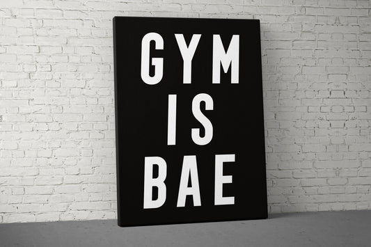 Gym Is Bae Canvas - Home Gym Decor - Large Quote Wall Art - Weightlifting Fitness - Sports Inspiration Motivational