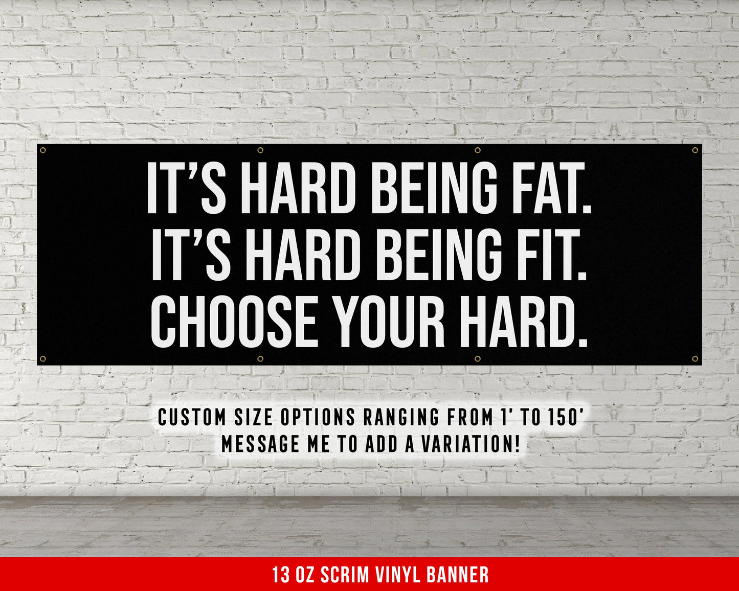 It's Hard Being Fat Banner - Weightlifting - Large Quote Wall Art - Motivational Home Gym Decor - Inspirational