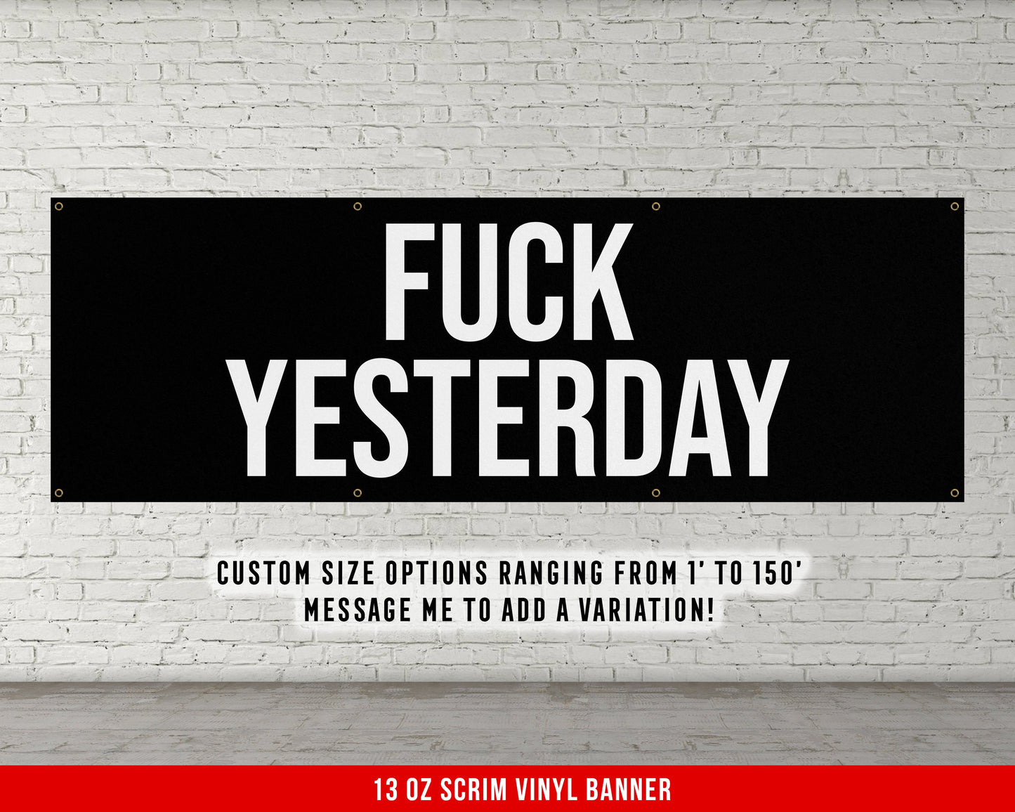 F*** Yesterday Banner - Weightlifting - Large Quote Wall Art - Motivational Home Gym Decor - Inspirational