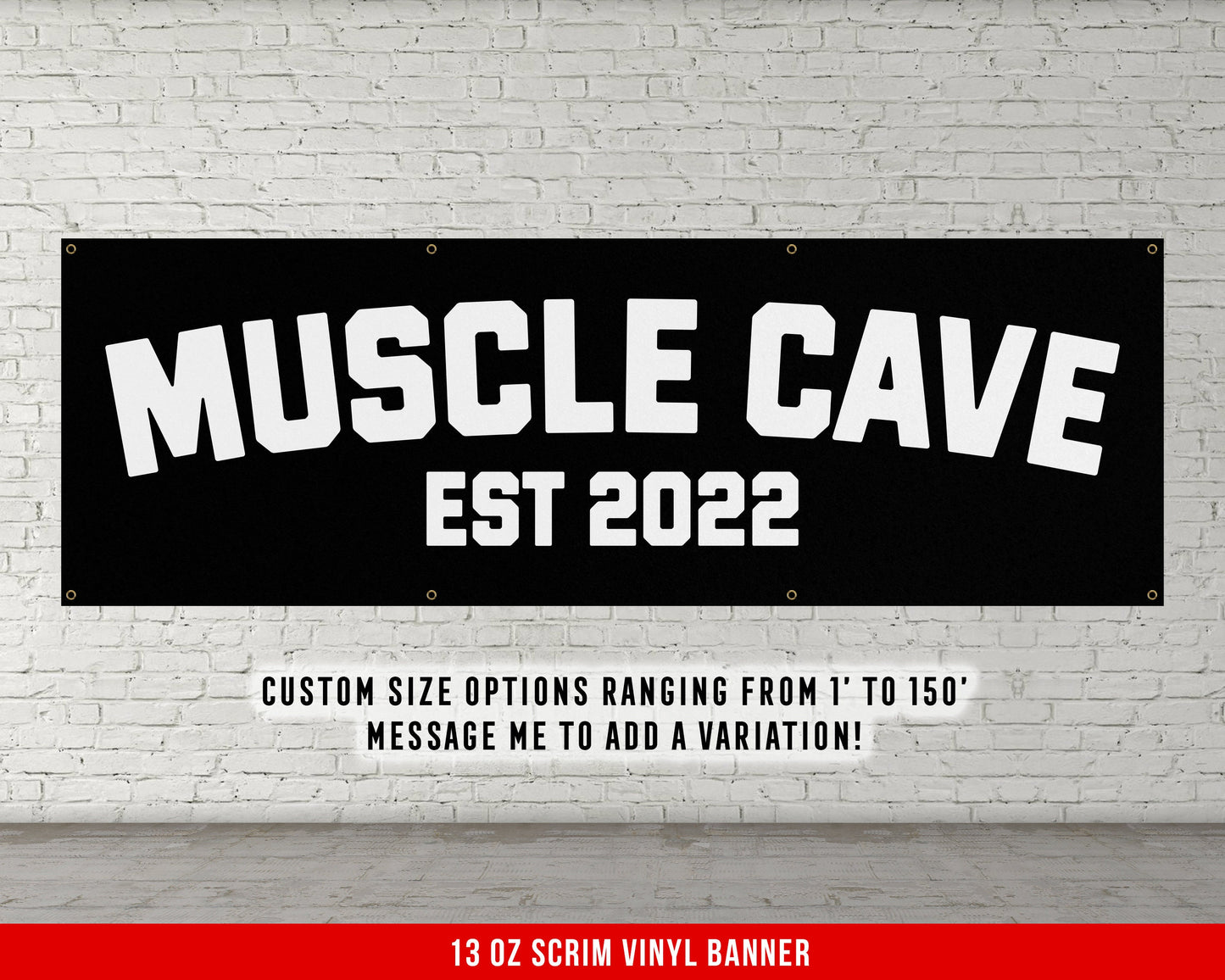 Muscle Cave Banner - Weightlifting - Large Quote Wall Art - Motivational Home Gym Decor - Inspirational