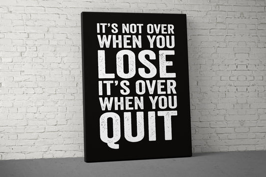 It's Not Over Canvas - Weightlifting Fitness - Large Quote Wall Art - Home Gym Decor - Motivational