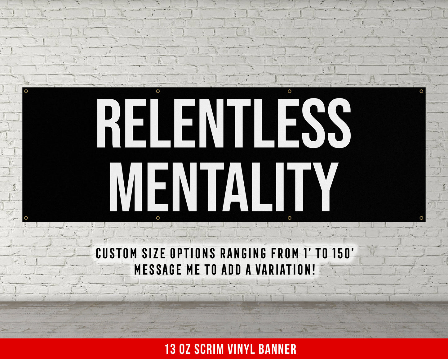 Relentless Mentality Banner - Weightlifting - Large Quote Wall Art - Motivational Home Gym Decor - Inspirational