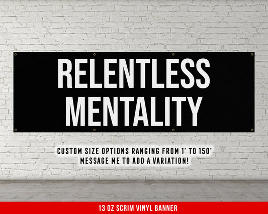 Relentless Mentality Banner - Weightlifting - Large Quote Wall Art - Motivational Home Gym Decor - Inspirational