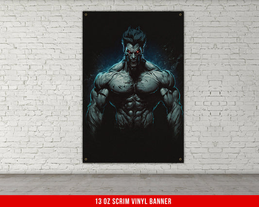 Werewolf Muscles Banner - Home Gym Decor - Large Motivational Wall Art - Weightlifting - Fitness Inspiration - V3