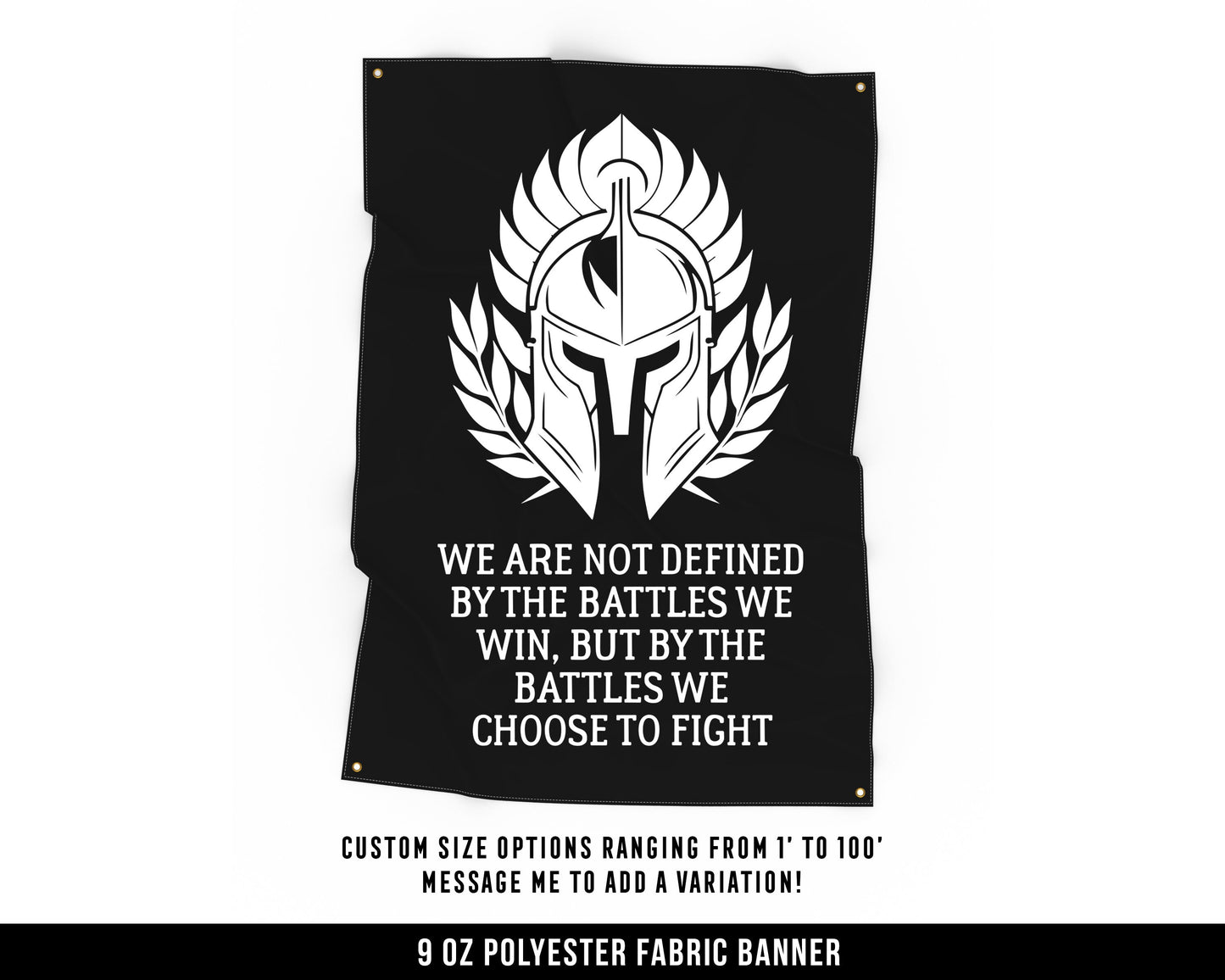 We Are Not Defined Cloth Banner - Home Gym Decor - Large Wall Art Quote - Motivational Fitness - Spartan Sign Flag