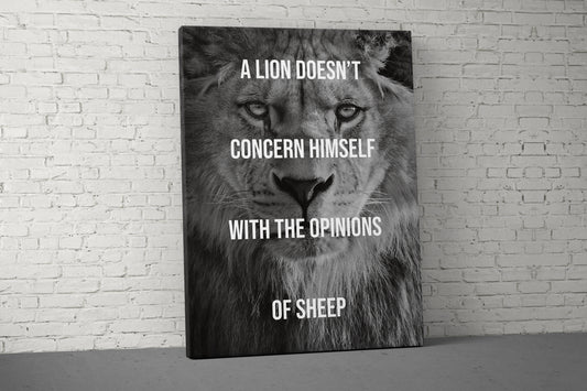 Lion Doesn't Concern Canvas - Home Gym Decor - Large Quote Wall Art - Weightlifting Fitness - Sports Inspiration