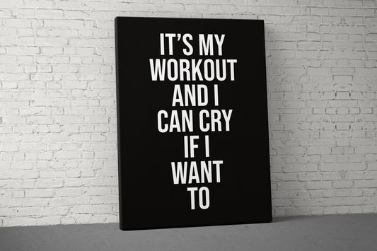 It's My Workout Canvas - Home Gym Decor - Large Motivational Office Wall Art - Garage Basement