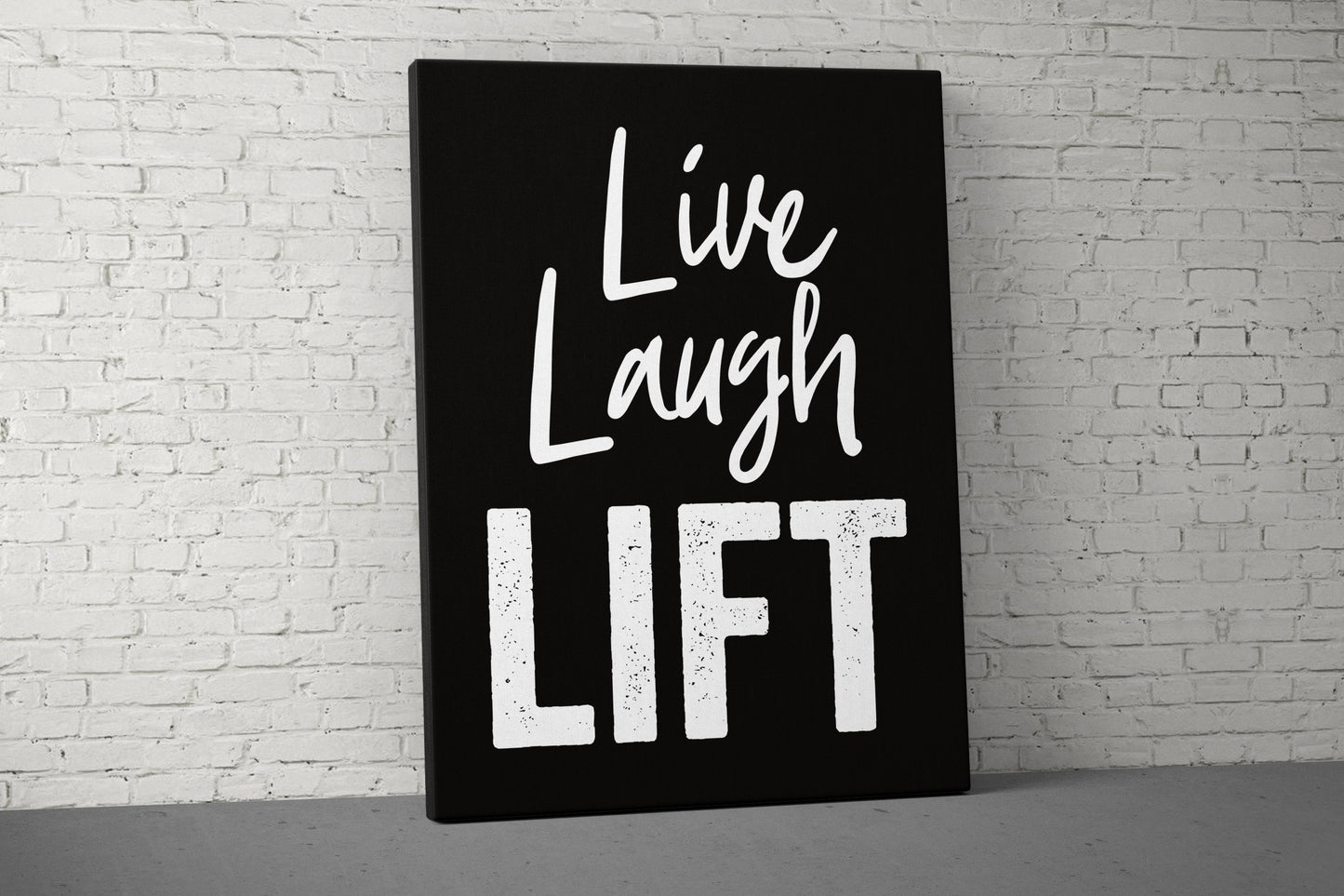 Live Laugh Lift Canvas - Home Gym Decor - Large Motivational Office Wall Art - Garage Basement