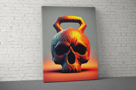 Kettlebell Skull Canvas - Home Gym Decor - Large Quote Wall Art - Office Inspiration