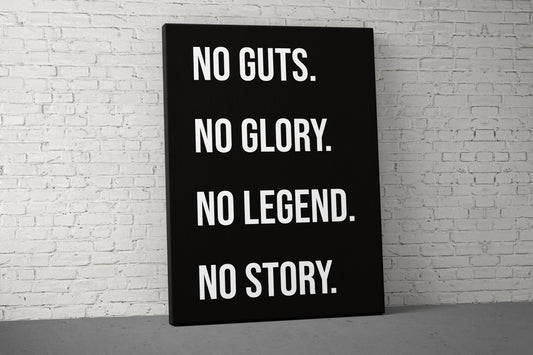 No Guts No Glory Canvas - Home Gym Decor - Large Motivational Office Wall Art - Garage Basement