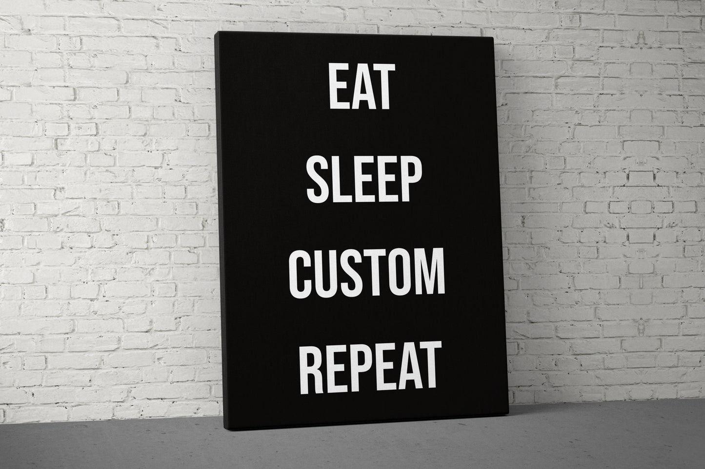 Eat Sleep Custom Canvas - Home Gym Decor - Large Motivational Quote Office Wall Art - Personalize