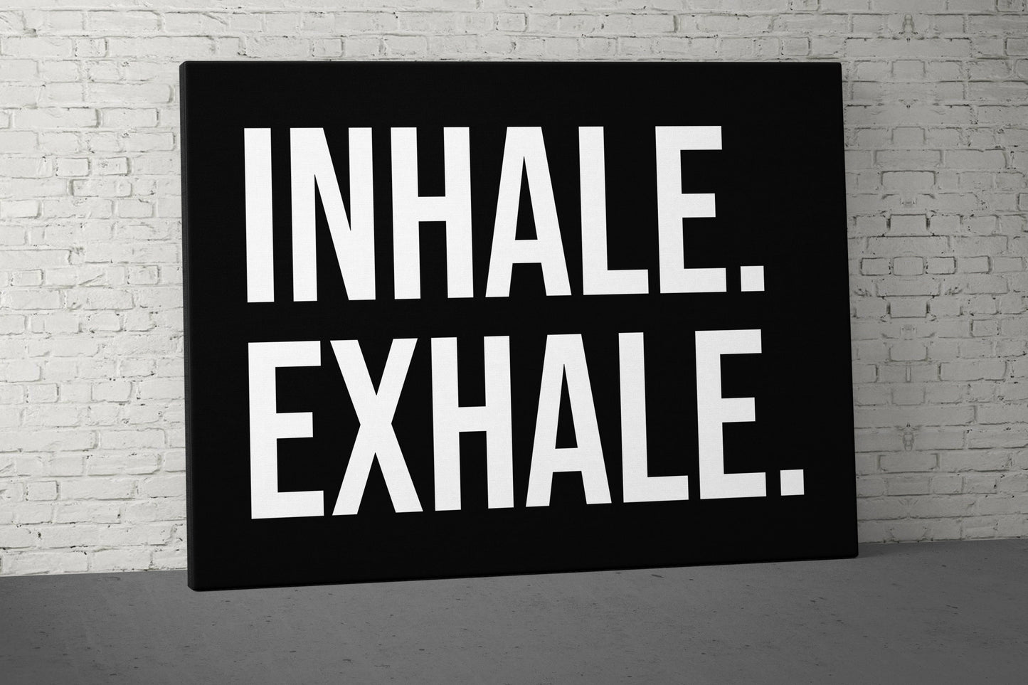 Inhale Exhale Canvas - Home Gym Decor - Large Motivational Office Wall Art - Garage Basement