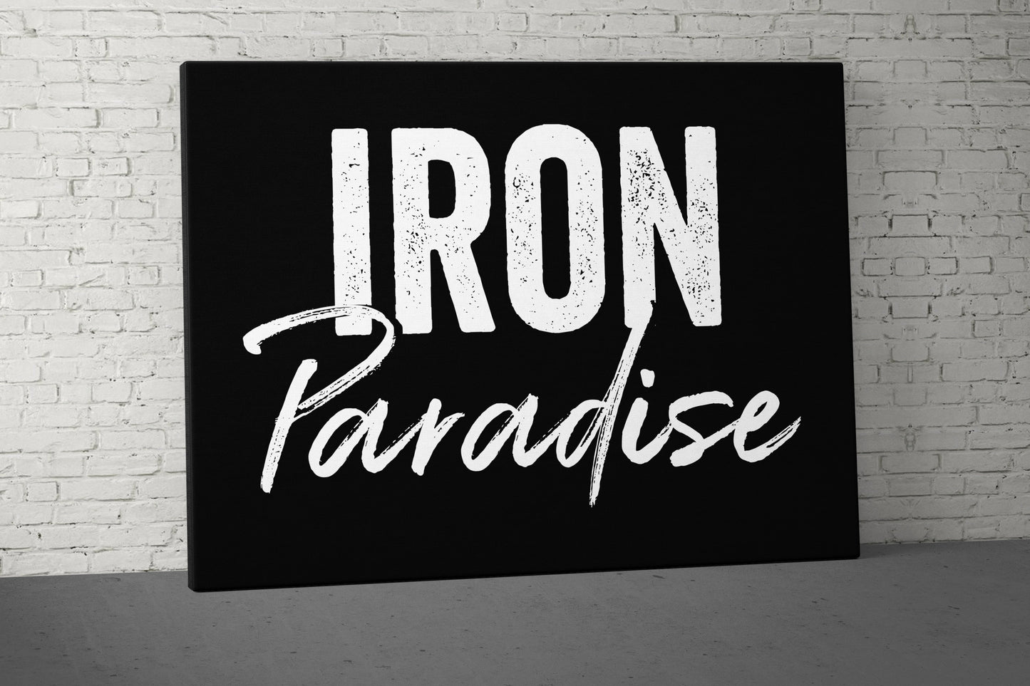 Iron Paradise Canvas - Home Gym Decor - Large Motivational Office Wall Art - Garage Basement