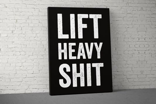 Lift Heavy Canvas - Home Gym Decor - Large Motivational Office Wall Art - Garage Basement