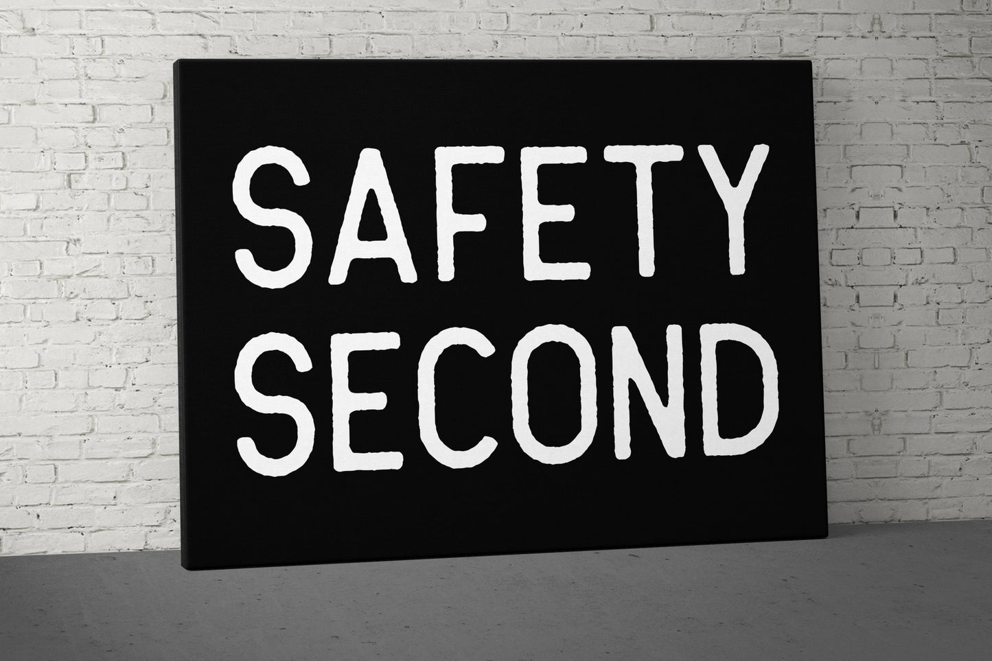 Safety Second Canvas - Home Gym Decor - Large Motivational Office Wall Art - Garage Basement