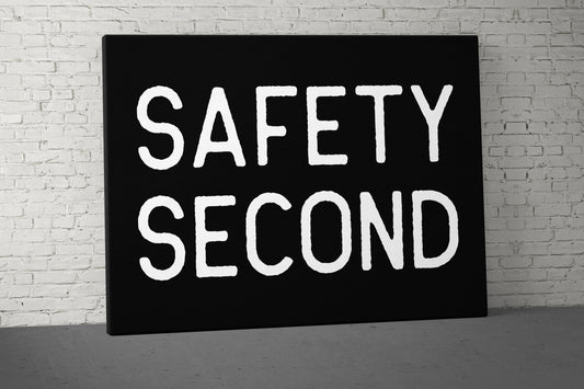 Safety Second Canvas - Home Gym Decor - Large Motivational Office Wall Art - Garage Basement