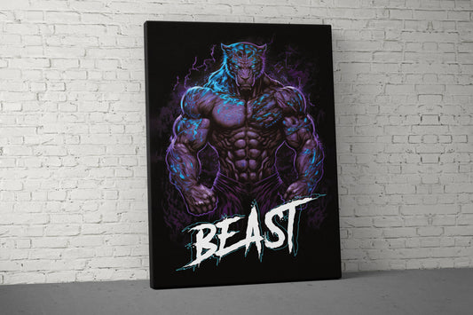 Tiger Beast Canvas - Home Gym Decor - Large Quote Wall Art - Office Inspiration