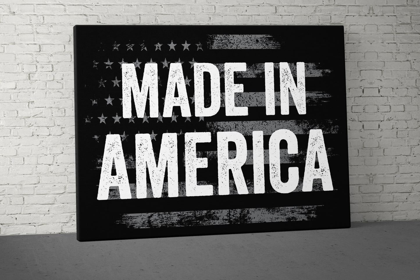 Made In America Canvas - Home Gym Decor - Large Motivational Quote Wall Art - Sports - USA Gray