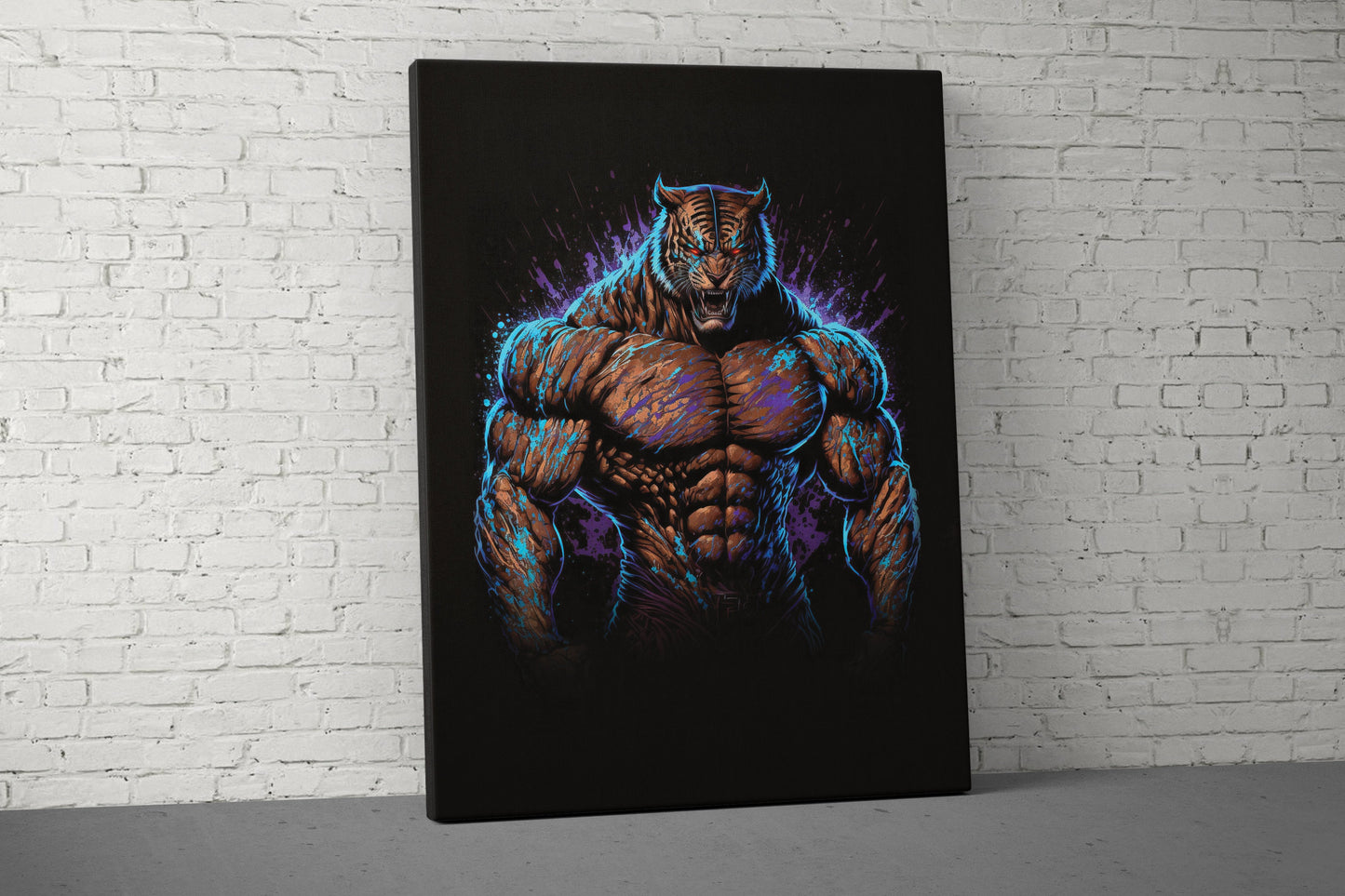 Tiger Muscles Canvas - Gym Wall Art - Motivational Fitness Decor - Sports Gift Signs - V3